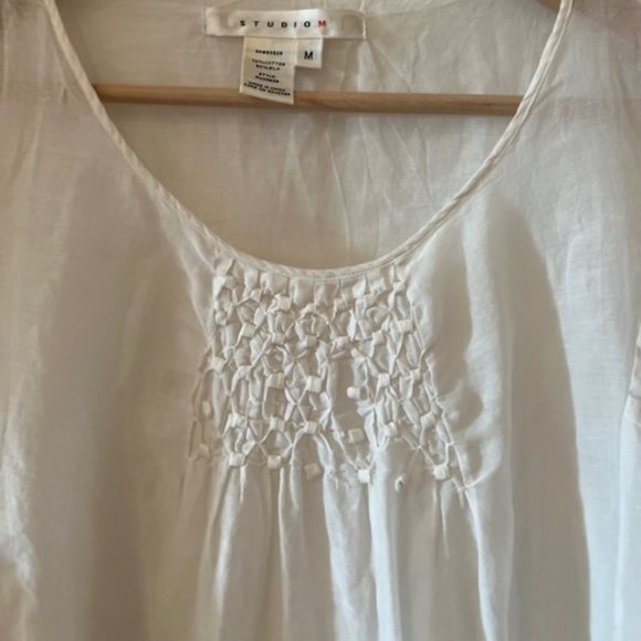 Silk/Cotton Sheer Winter White Blouse - Picture 2 of 9